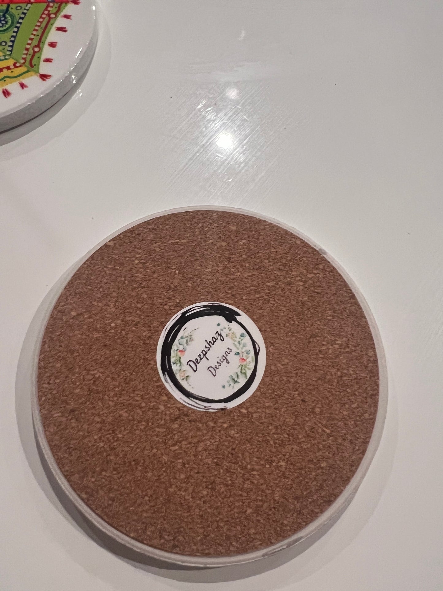 Vibrant Multicolored Rangoli Ceramic Coaster Set: Artistry for Your Tabletop