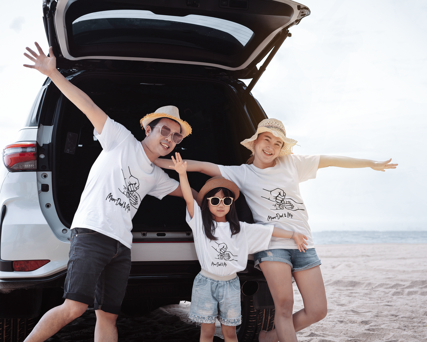 Epic Family Fist Bump T-Shirt - Mom, Dad, & Me - White/ Black
