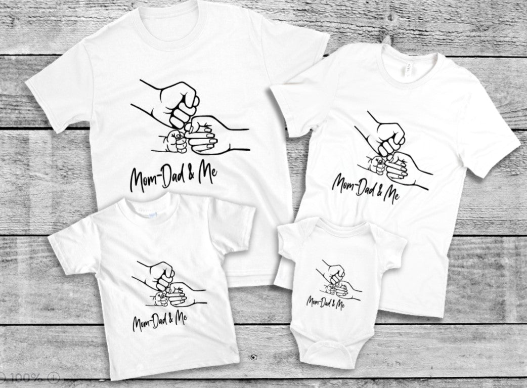 Epic Family Fist Bump T-Shirt - Mom, Dad, & Me - White/ Black