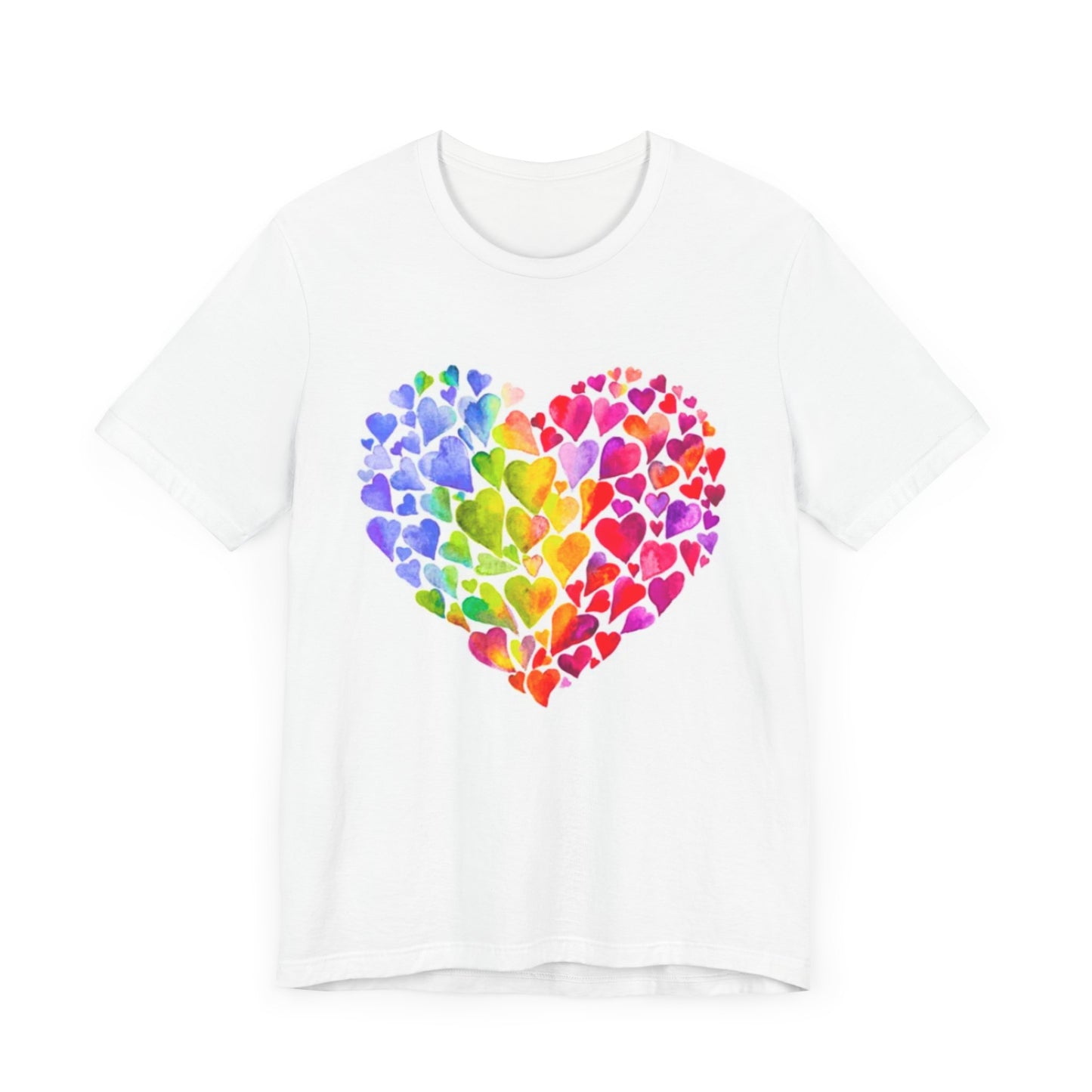 Heart Tee - Rainbow Colored Hearts Spread Love Unisex Jersey Short Sleeve Tee