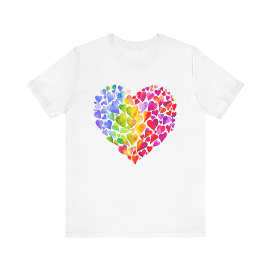 Heart Tee - Rainbow Colored Hearts Spread Love Unisex Jersey Short Sleeve Tee