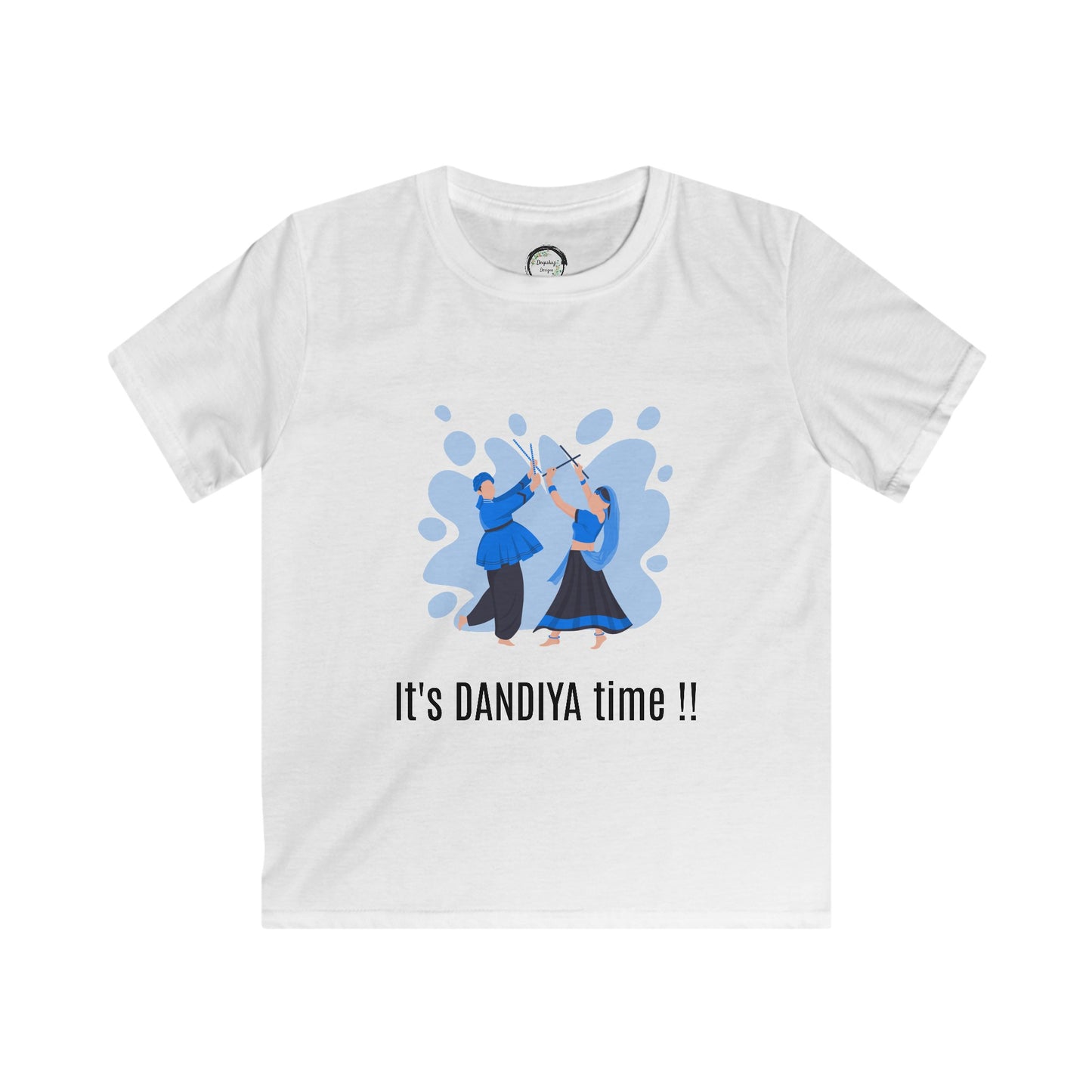 Kids Softstyle Tee - Cute and Adorable Dandiya Time Navratri Celebration Shirt