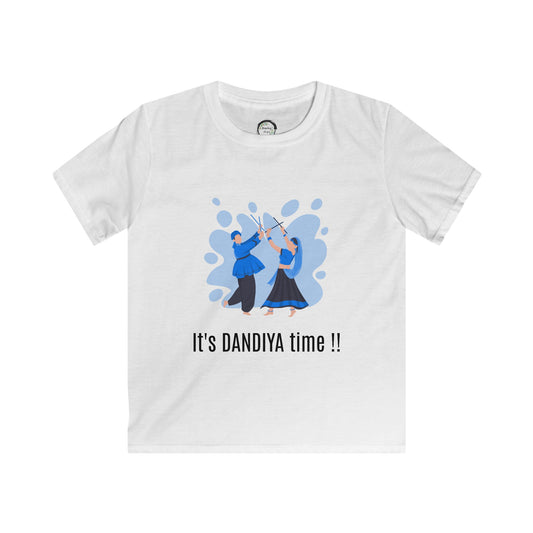 Kids Softstyle Tee - Cute and Adorable Dandiya Time Navratri Celebration Shirt