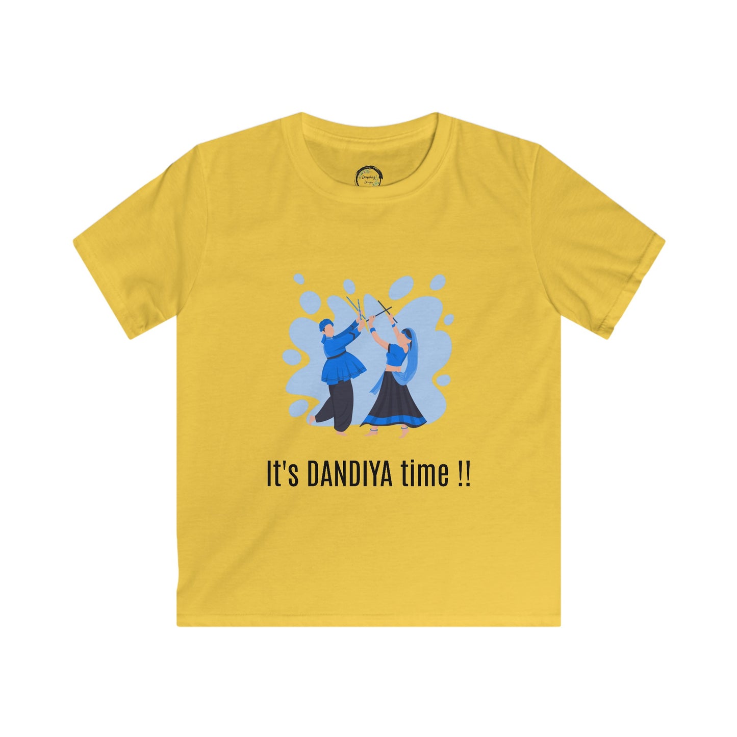 Kids Softstyle Tee - Cute and Adorable Dandiya Time Navratri Celebration Shirt