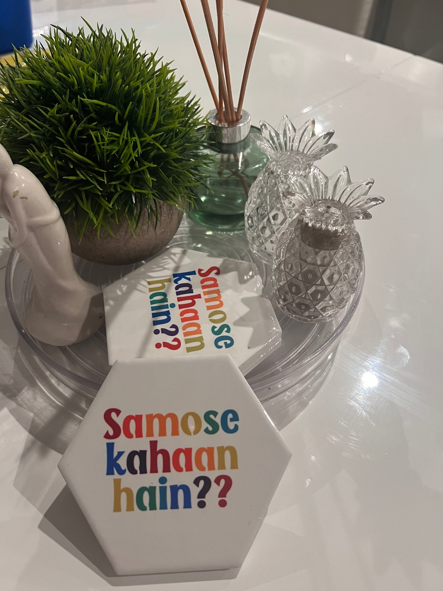 Coasters - Samosa - Funny Quotes Indian Design - Chai - hexagon