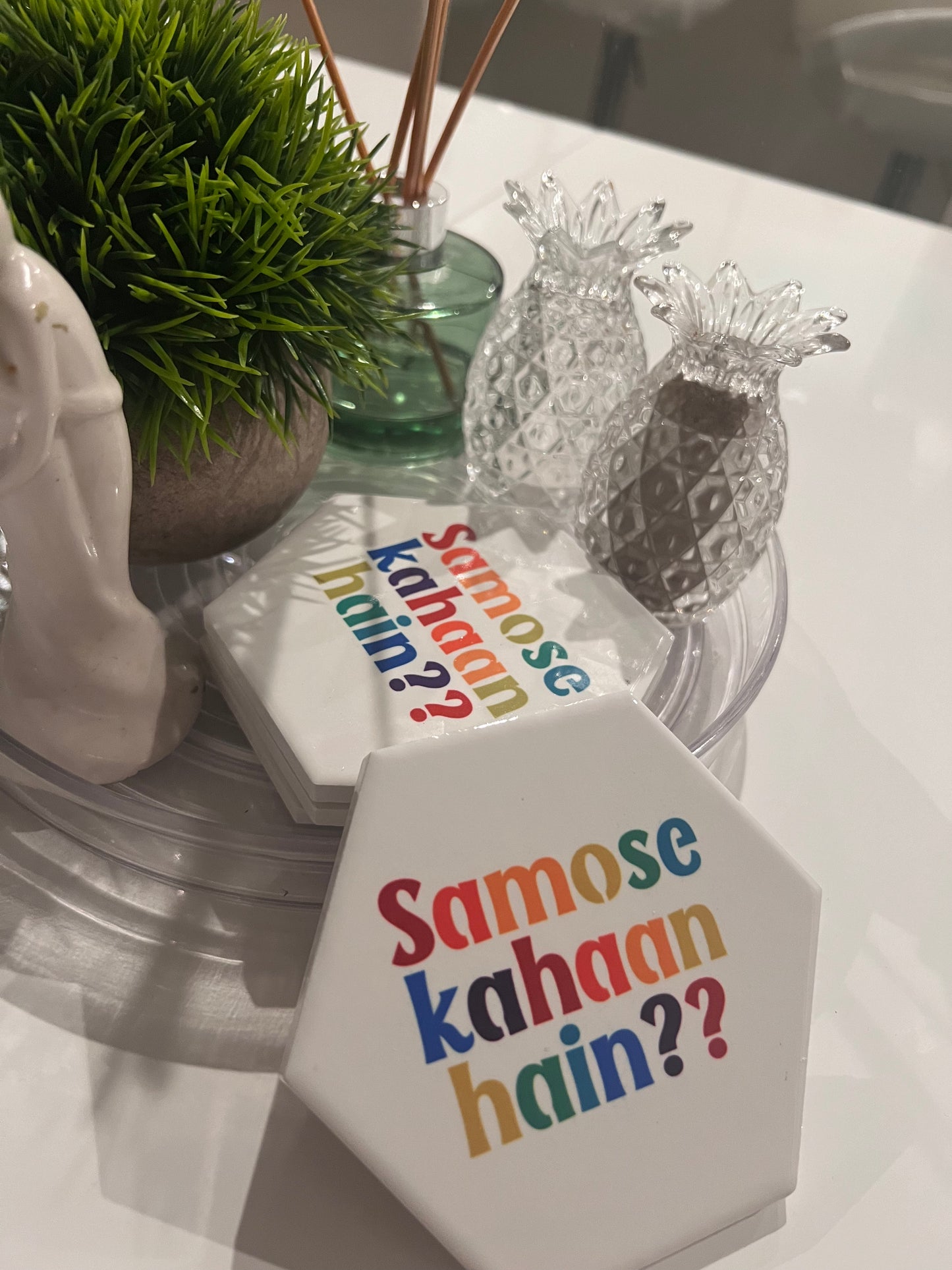 Coasters - Samosa - Funny Quotes Indian Design - Chai - hexagon