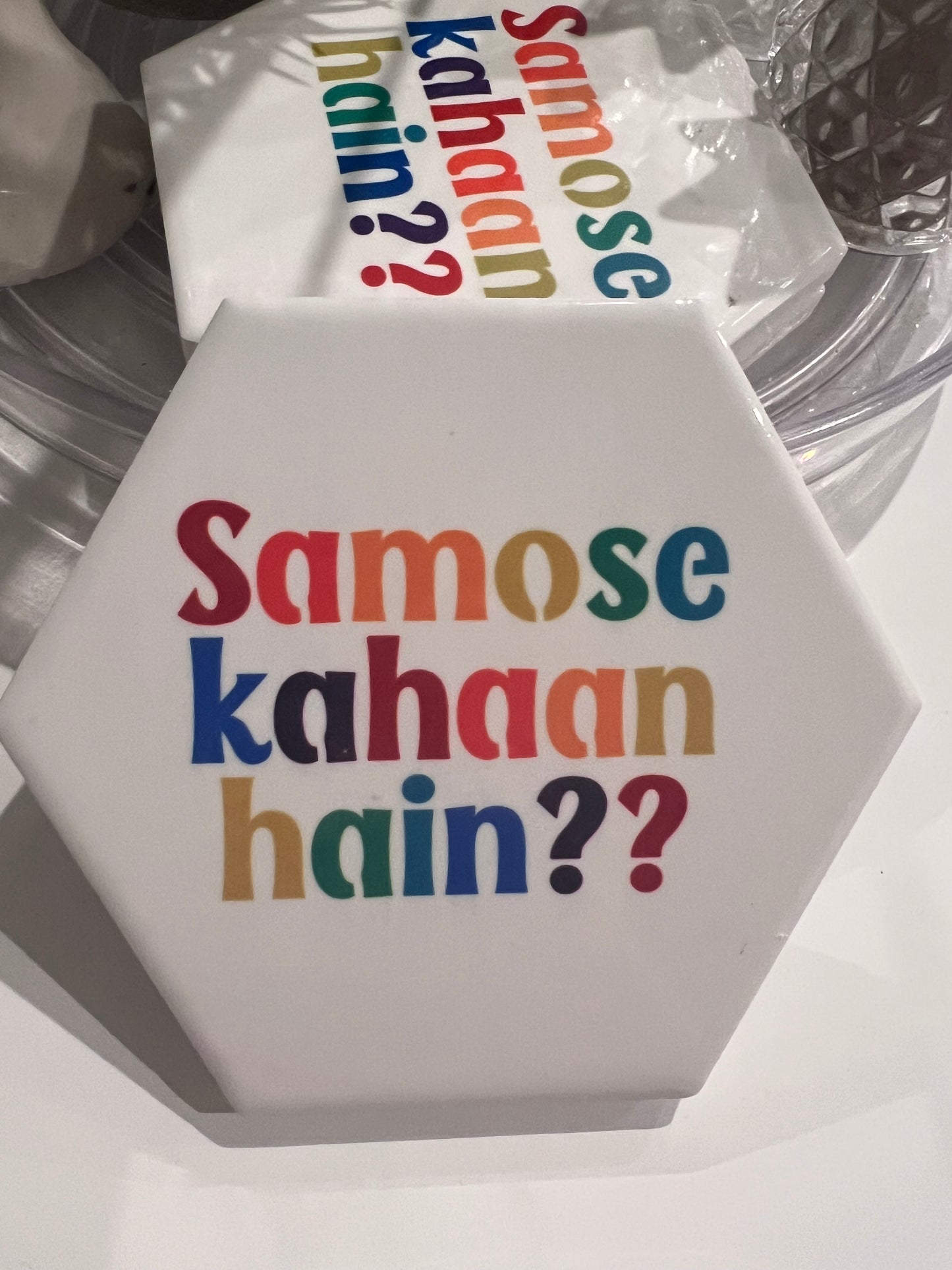 Coasters - Samosa - Funny Quotes Indian Design - Chai - hexagon