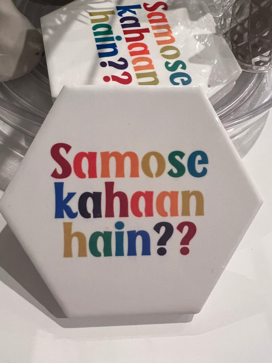 Coasters - Samosa - Funny Quotes Indian Design - Chai - hexagon