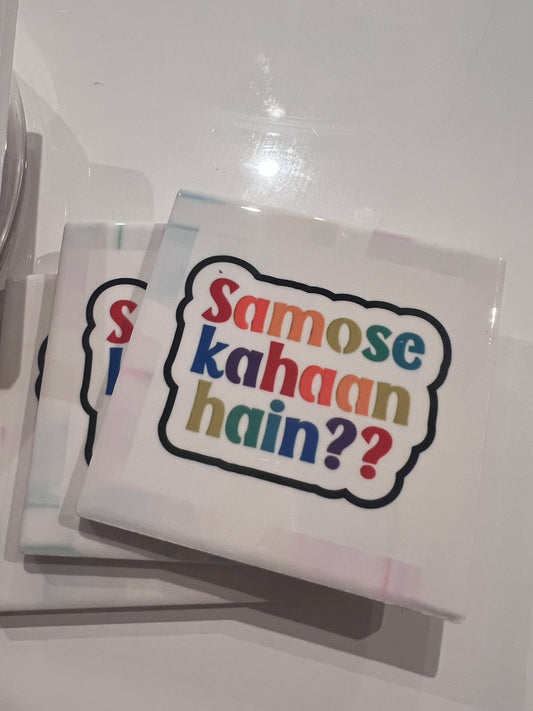 Coasters - Samosa - Funny Quotes Indian Design - Chai - Square