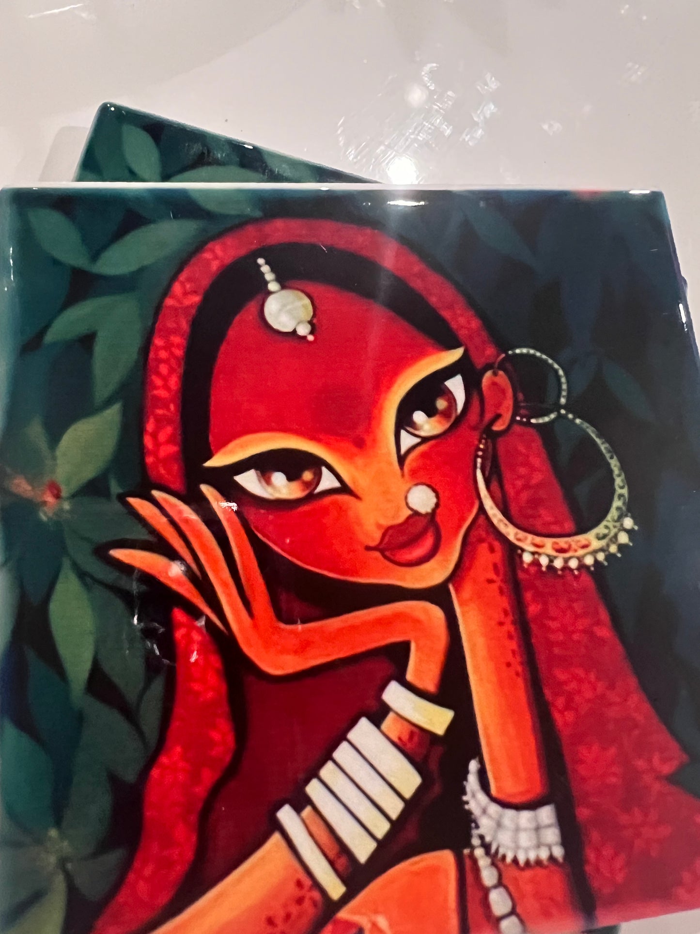 Coasters - Rajasthani lady/ painting / Indian Design/ Asian Design