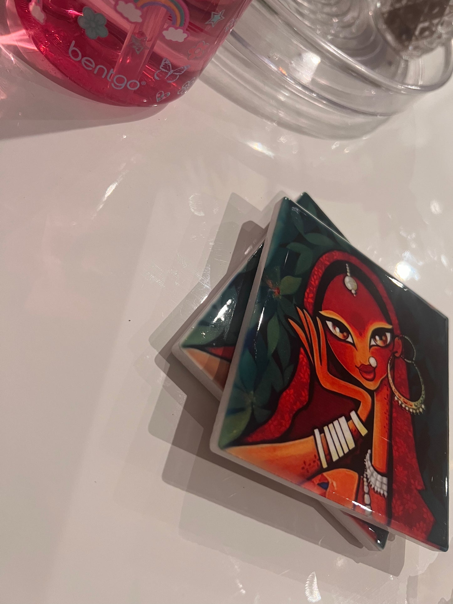 Coasters - Rajasthani lady/ painting / Indian Design/ Asian Design