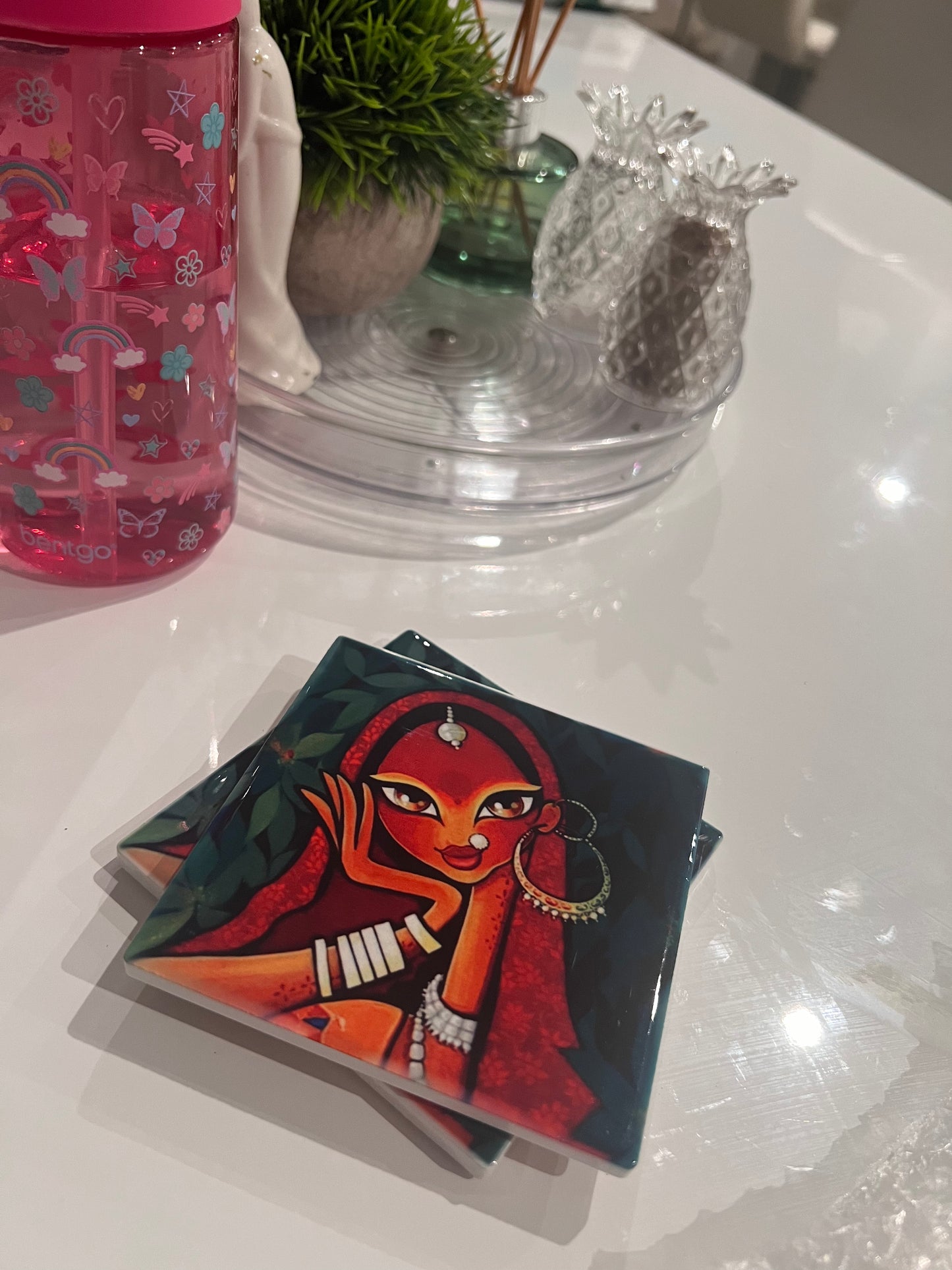 Coasters - Rajasthani lady/ painting / Indian Design/ Asian Design