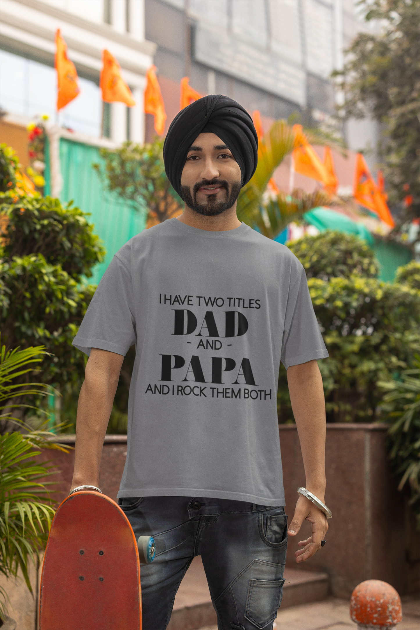 Adult Cotton T-Shirt - I Have Two Titles: DAD & PAPA and I Rock Them Both