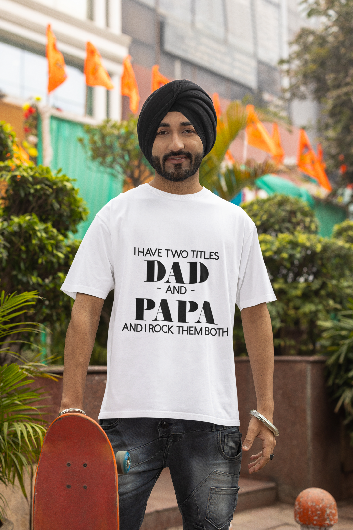 Adult Cotton T-Shirt - I Have Two Titles: DAD & PAPA and I Rock Them Both