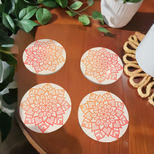 Coasters - White with Mandala Design
