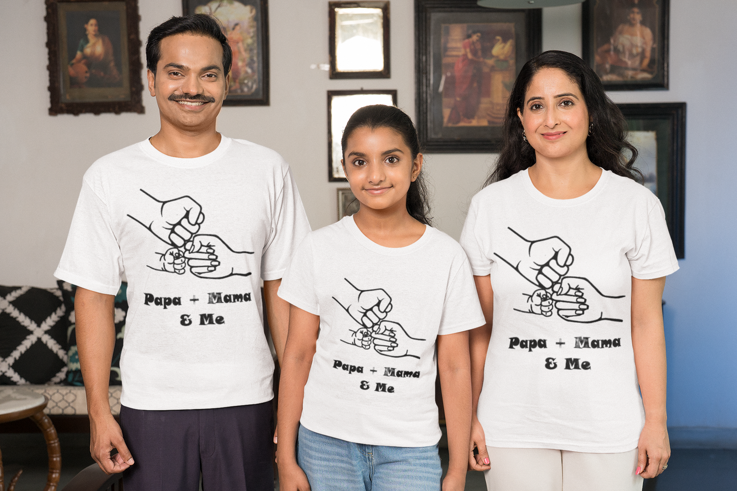 Epic Family Fist Bump T-Shirt - Papa, Mama & Me - White