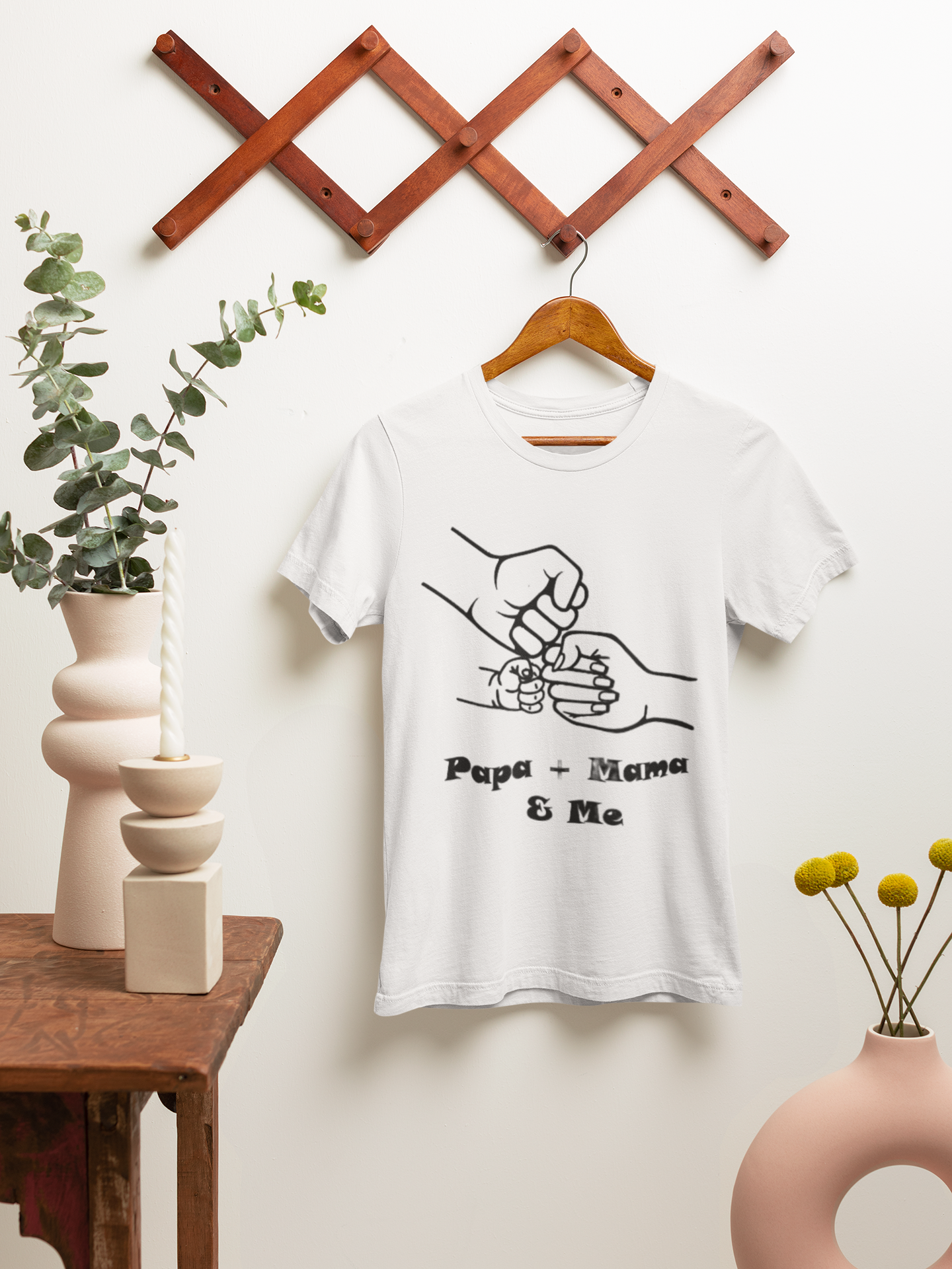 Epic Family Fist Bump T-Shirt - Papa, Mama & Me - White