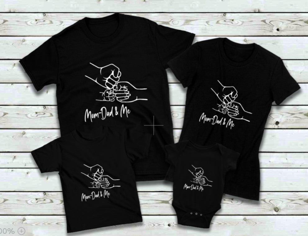 Epic Family Fist Bump T-Shirt - Mom, Dad, & Me - White/ Black