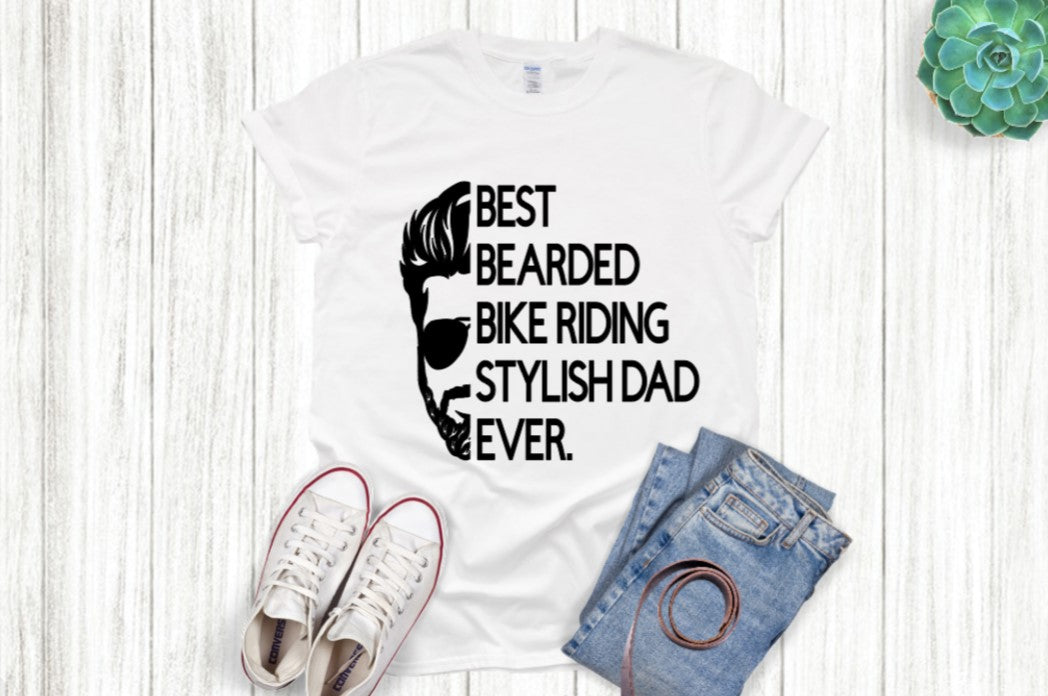 Stylish Bearded Bike Riding Best DAD T-shirt - Perfect Father's Day Gift - PNG Digital