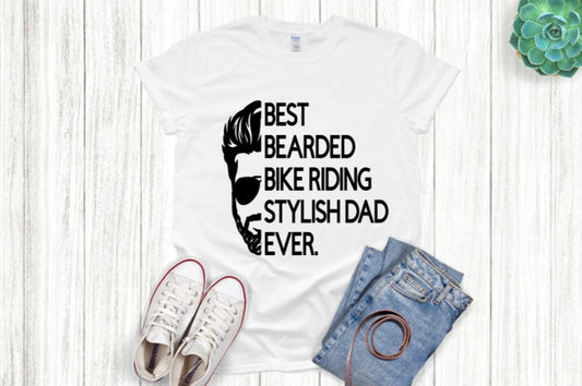 Stylish Bearded Bike Riding Best DAD T-shirt - Perfect Father's Day Gift - PNG Digital